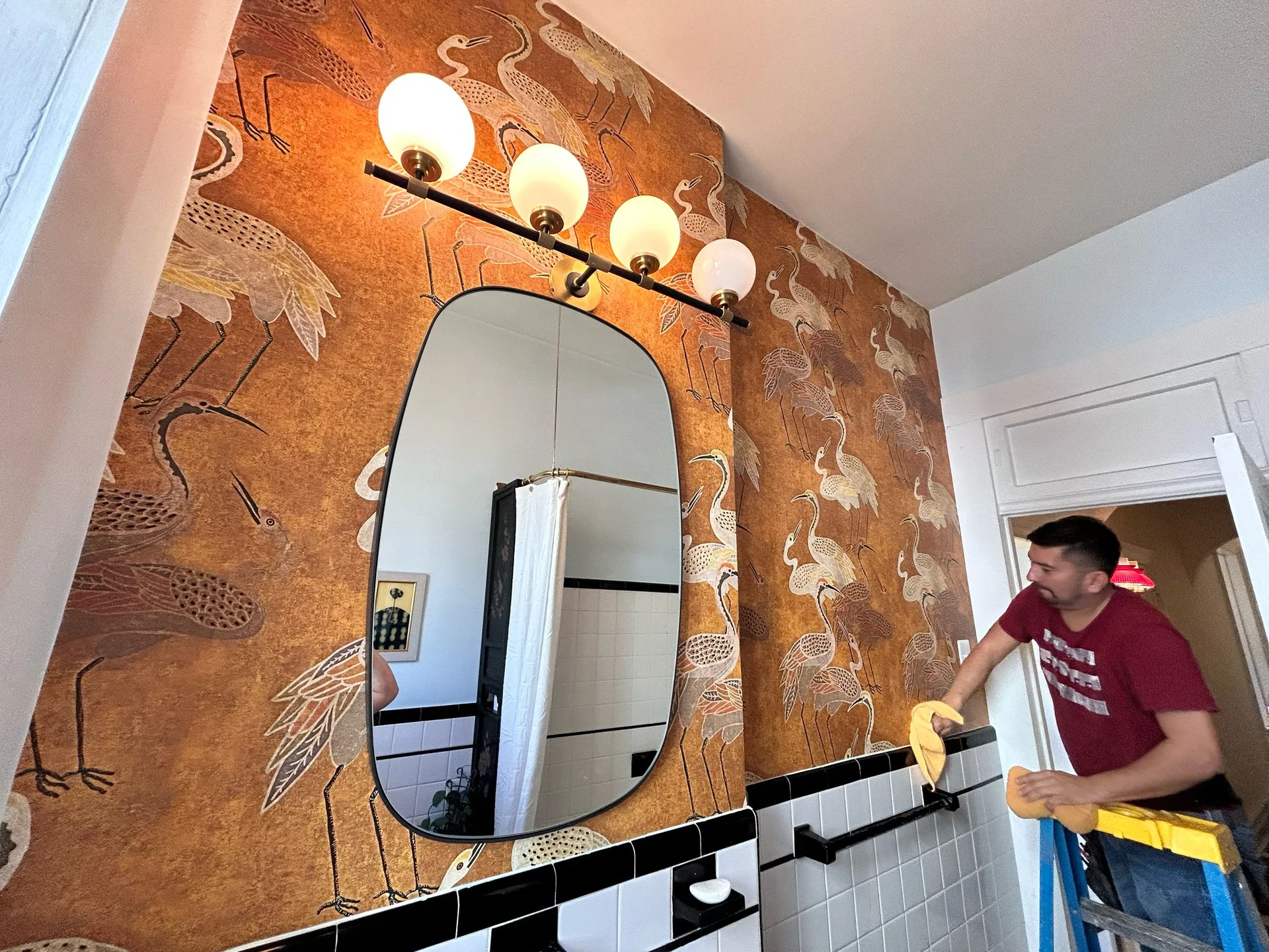 Geometric pattern wallpaper installation Atlanta